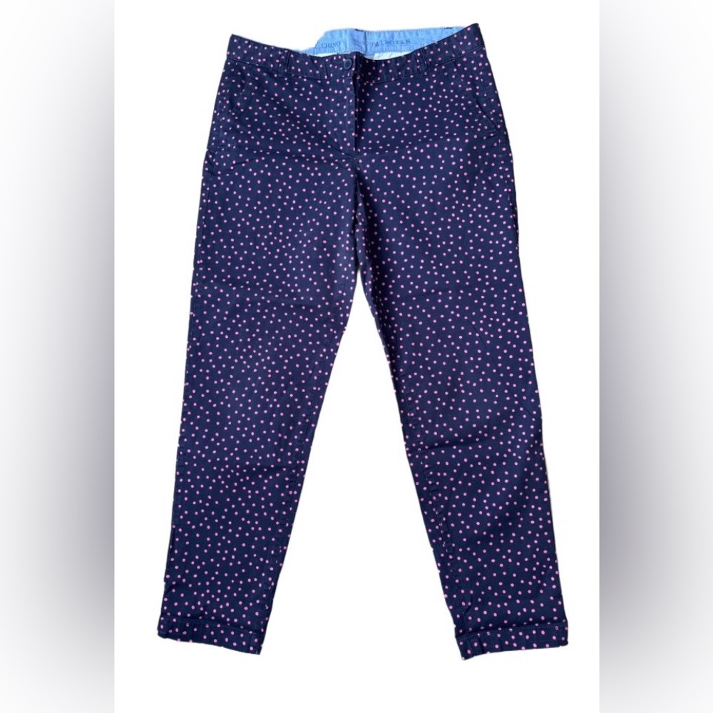 Talbots The Weekend Stretch Chino Pants Blue and Pink Size 8 Classic Preppy